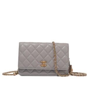 Chanel Wallet on Chain – Grey Quilted Lambskin Pearl Crush