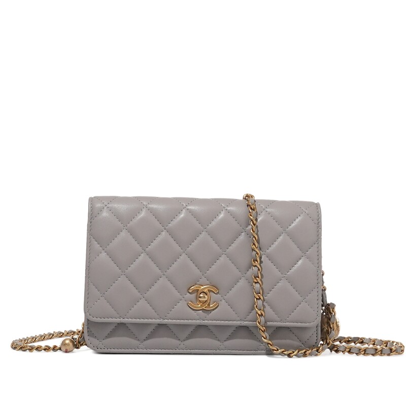 Chanel Wallet on Chain – Grey Quilted Lambskin Pearl Crush